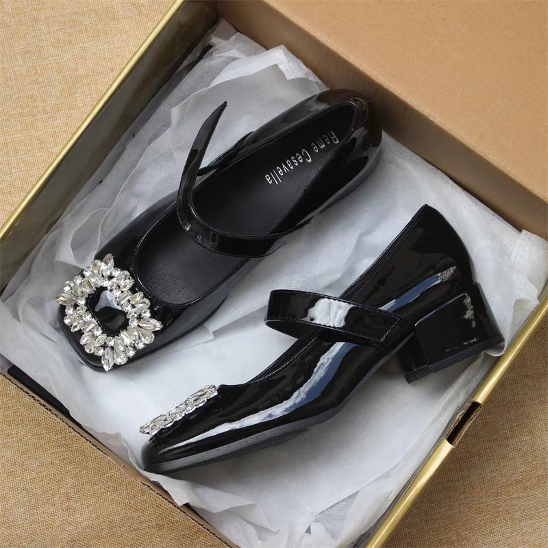 큐빅 블랙 메리제인 슈즈 38 240