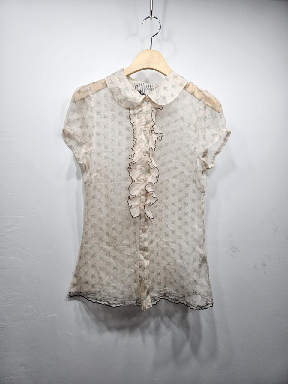 게스(Guess) 실크 100% 시스루 블라우스 S