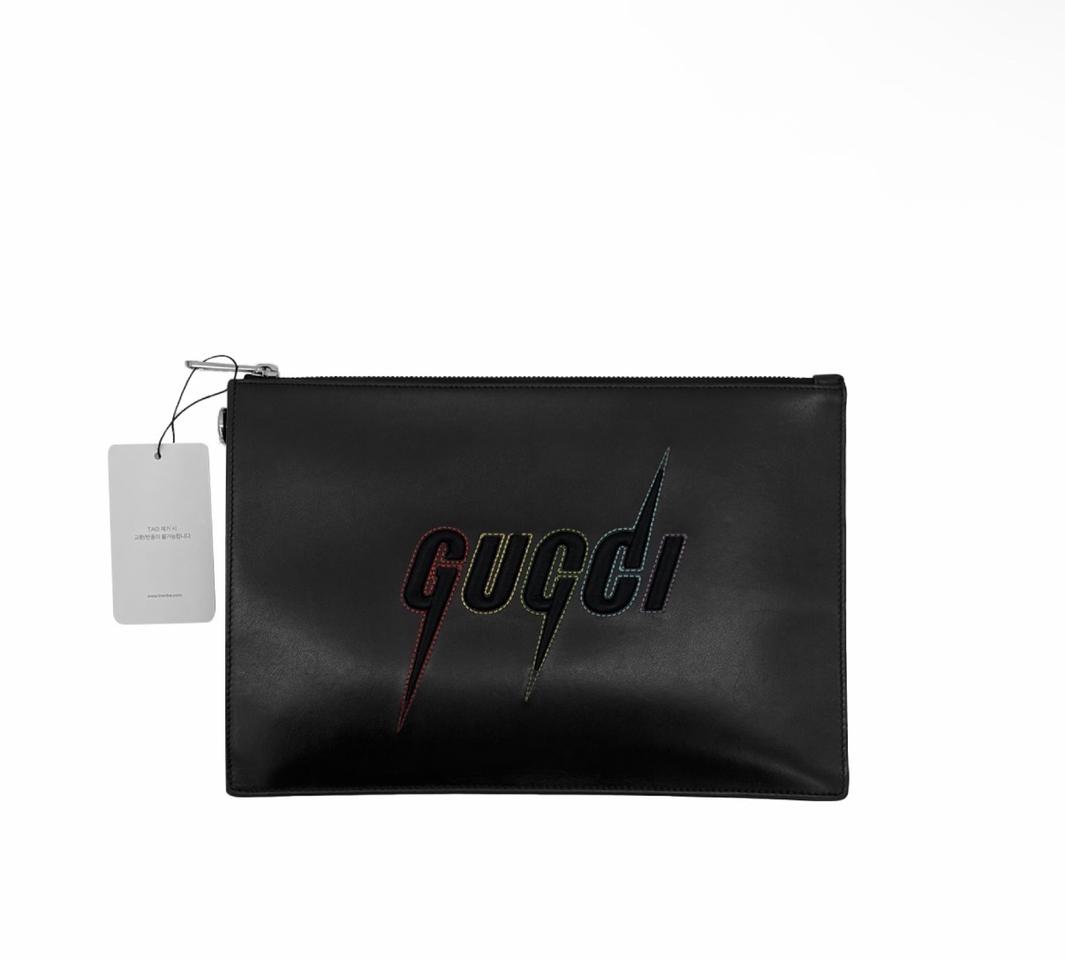 [OS] 구찌 님성 블레이드 자수 로고 클러치 백 파우치 블랙