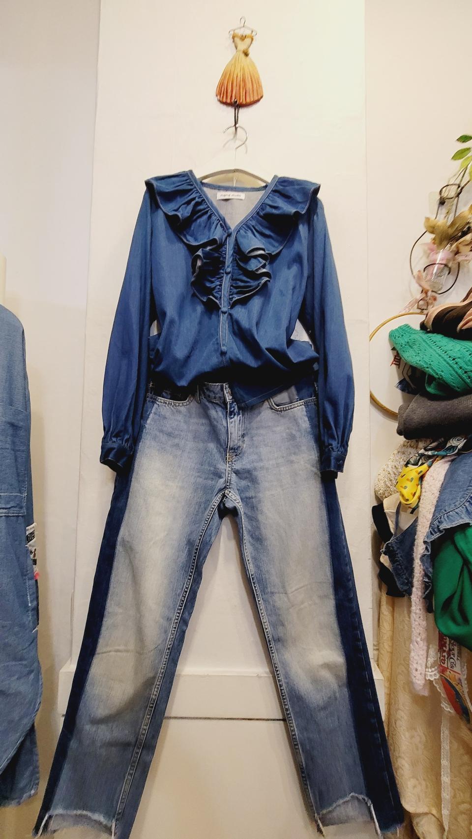 mgmg 프릴 데님 셔츠