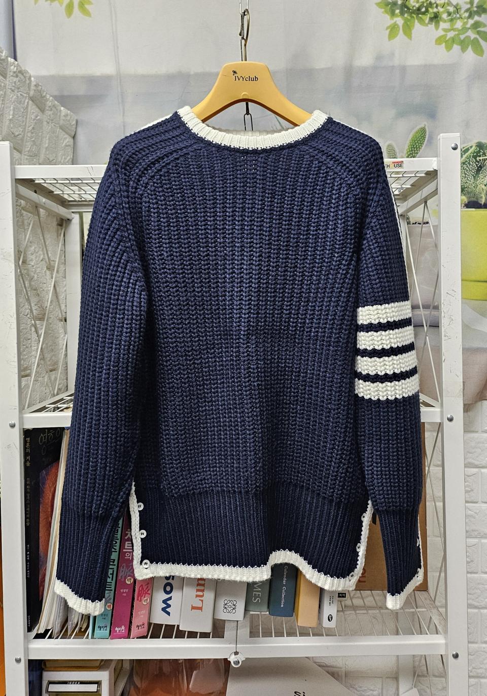 톰브라운 4선완장 남성니트 95~슬림100 헤비 라운드 울스웨터 MM11