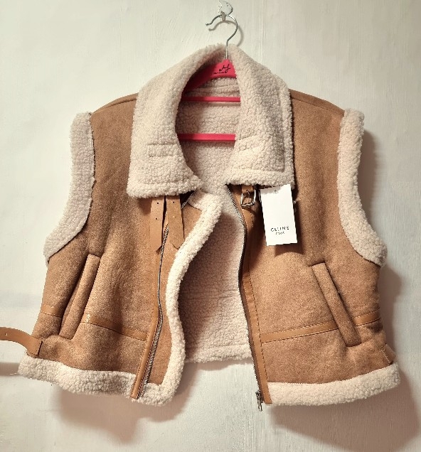 여성 무스탕 조끼 브라운 새상품 (44-77)