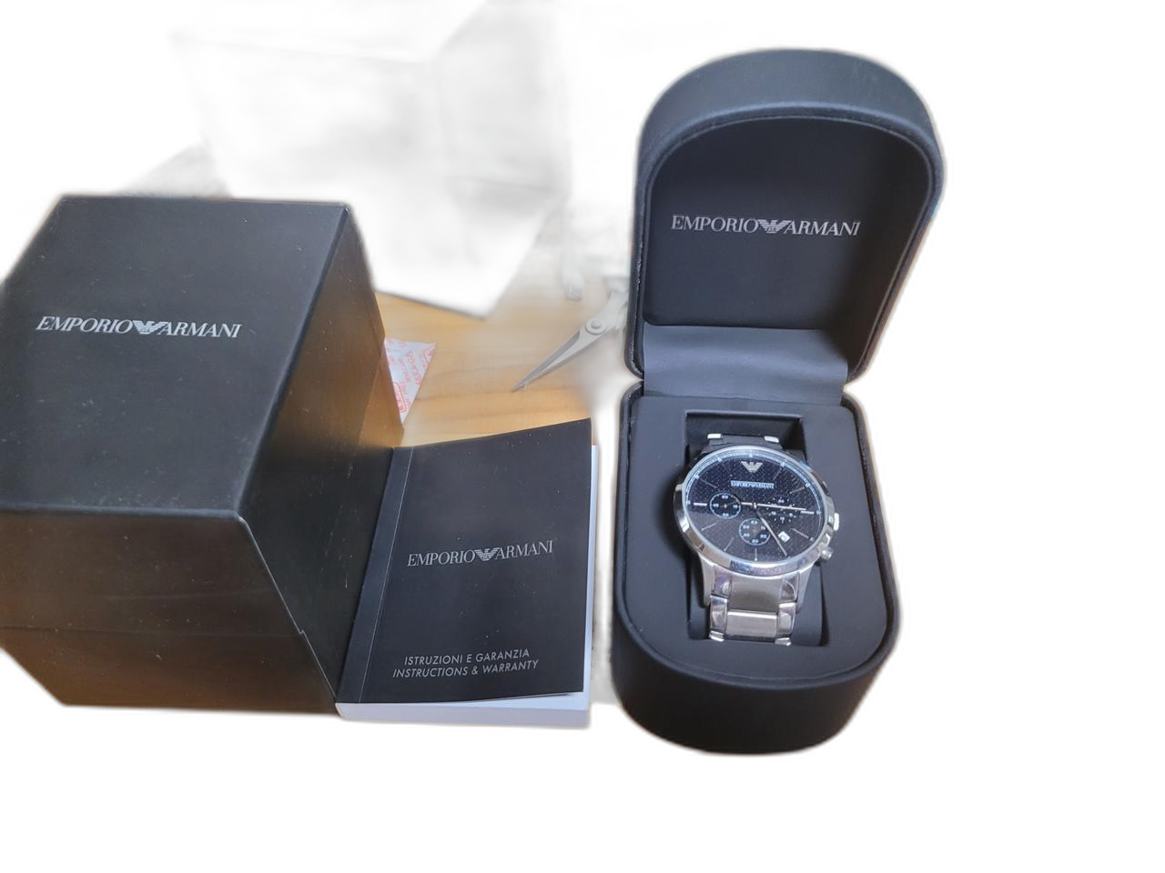 알마니 남성용 크로노 메탈시계(정품)