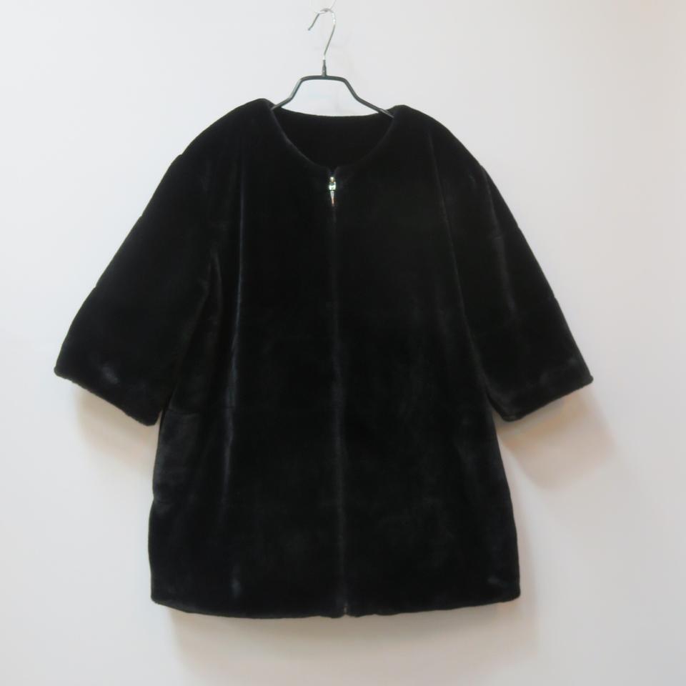 후라밍고 블랙 인조밍크 퍼 집업 자켓