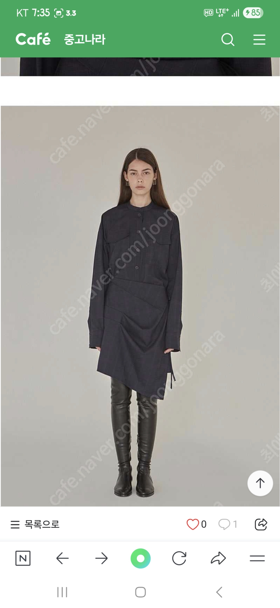 미사용 로우클래식 셔츠원피스m(55-66)