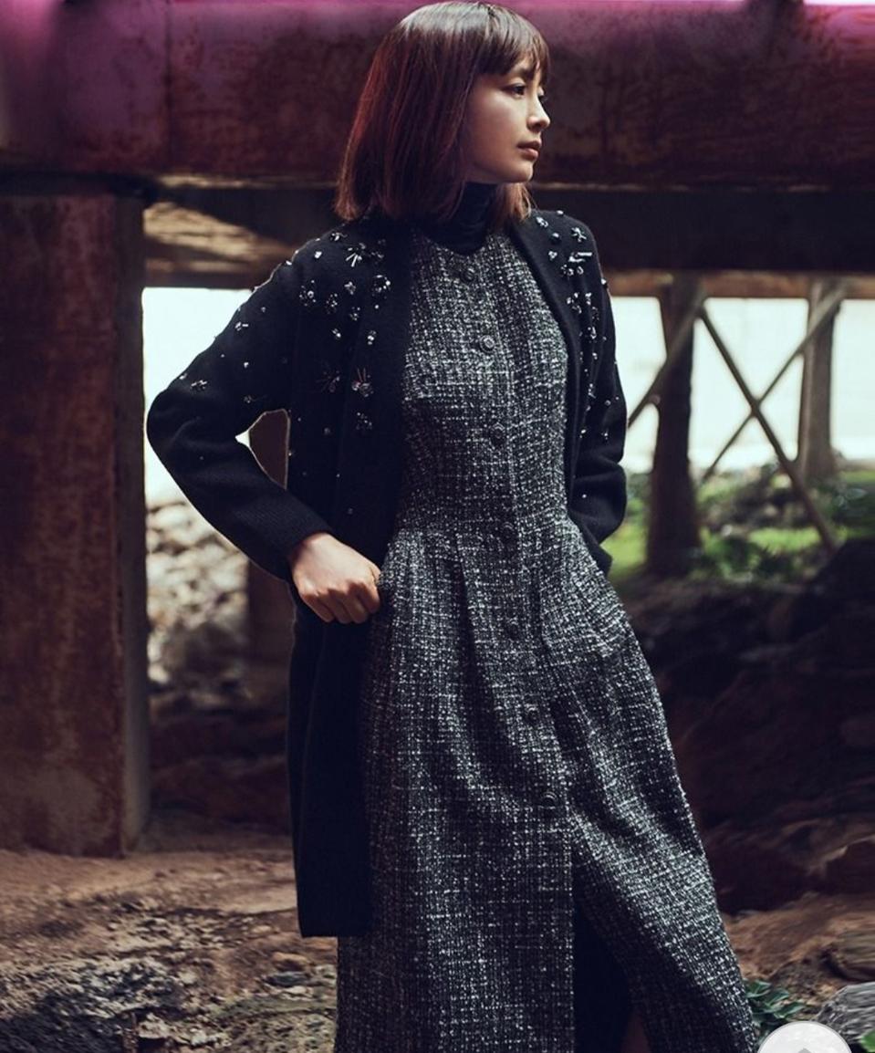 (새상품)지춘희 지스튜디오 트위드 원피스 55사이즈