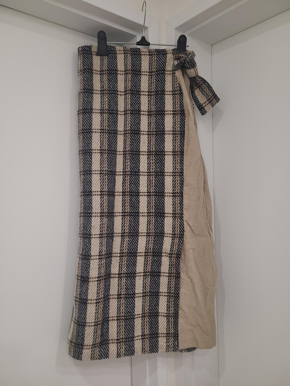 모직 체크 롱스커트