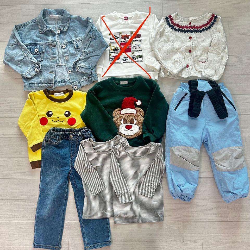 남아 100 가을 겨울 옷 6벌 일괄 긴팔 포켓몬 토미카 스키팬츠