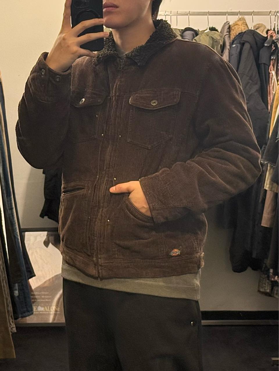 디키즈 브라운 갈색 양털 골덴 코듀로이 쉐르파 트러커 워크 자켓 웨스턴