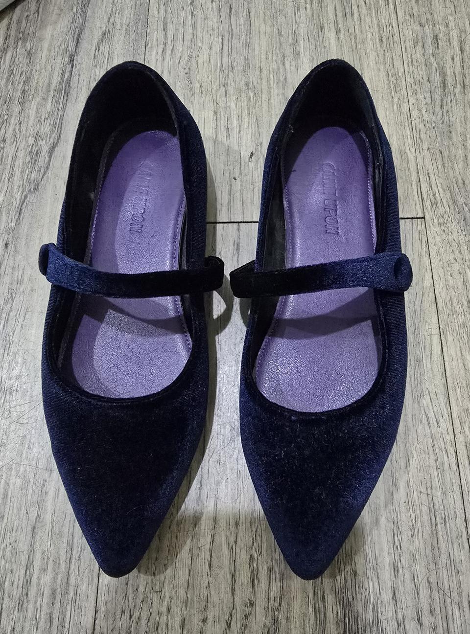 벨벳 메리제인 구두 네이비 230