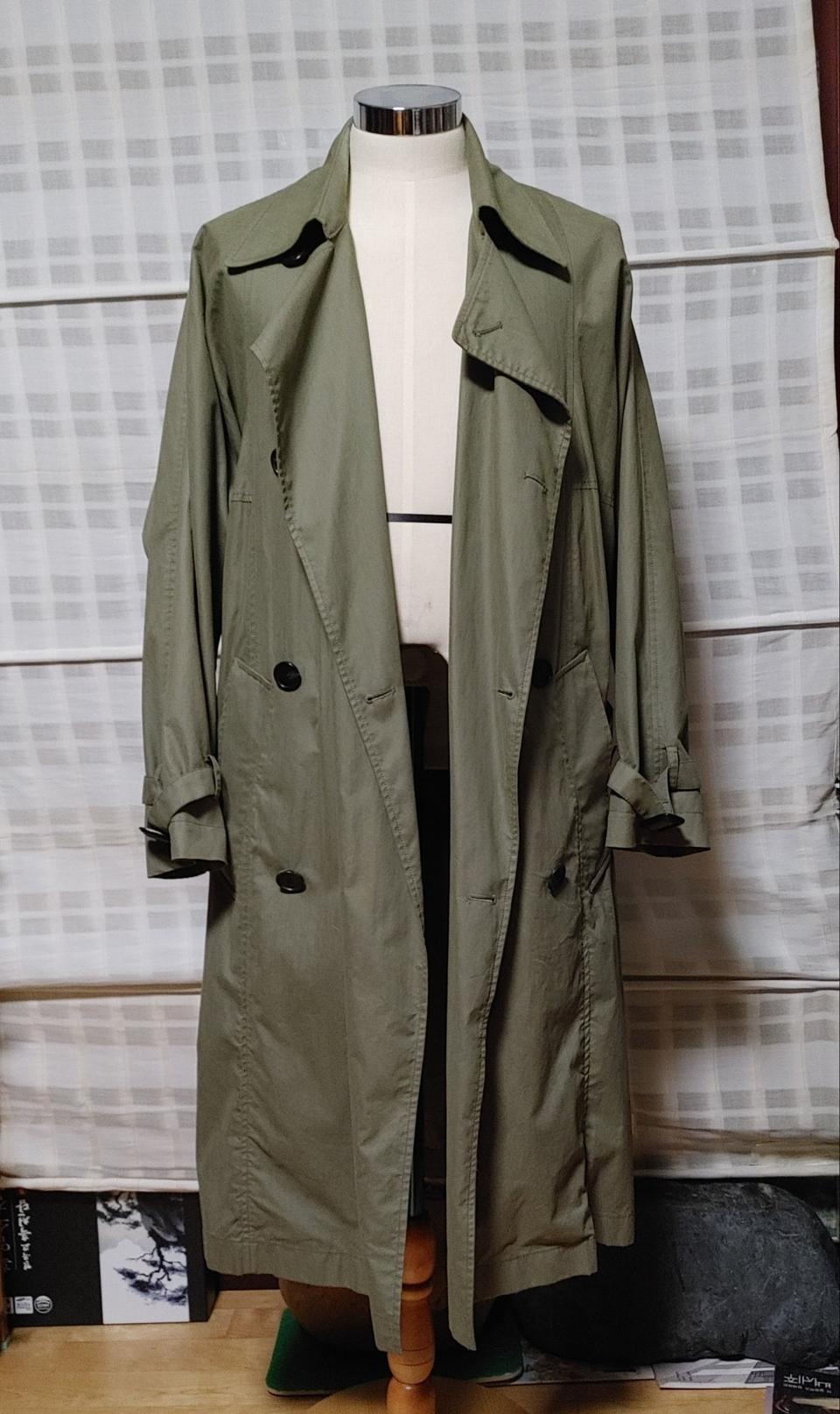 (한섬) 시스템 옴므 오버핏 카키 트렌치 롱코트 100