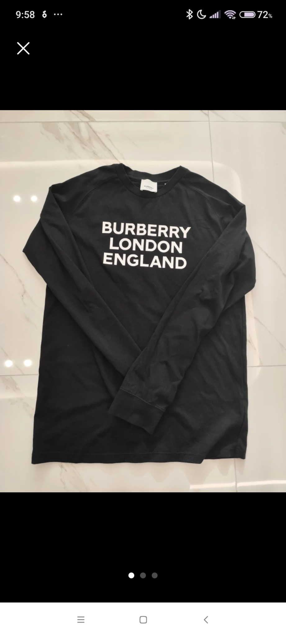 버버리 키즈 블랙 긴팔 티셔츠