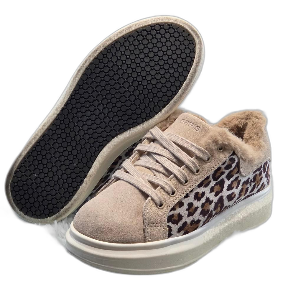 7q-13:스프리스 레오파드 퍼 스니커즈 베이지 (225cm)-거의새거