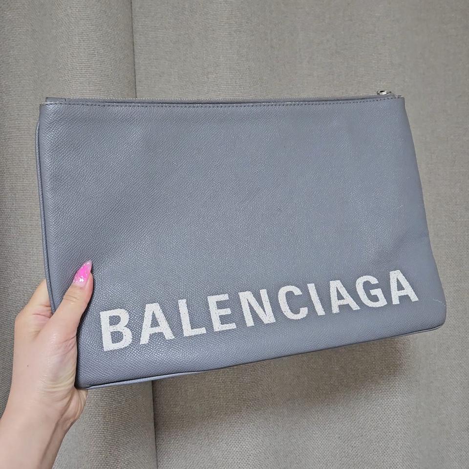 [정품] 발렌시아가 로고 그레이 클러치백