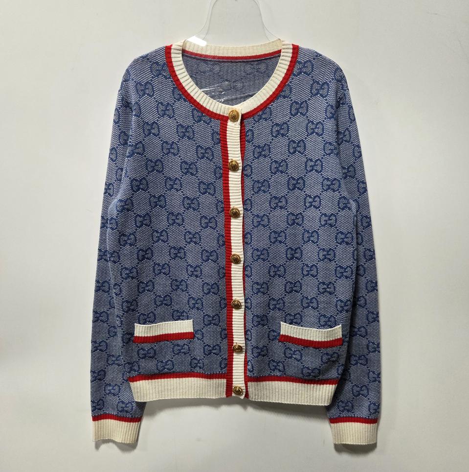 구찌 블루 로고 버튼 니트 프론트 가디건 L 25120116
