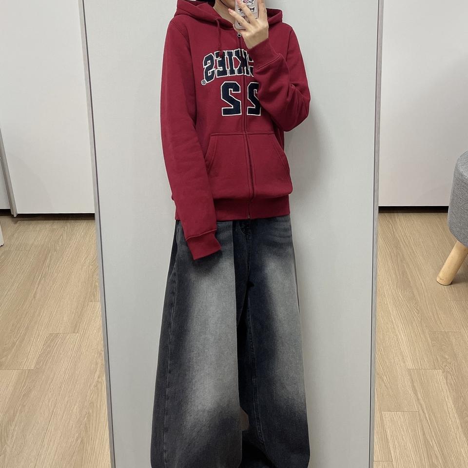 디키즈 자수 빅로고 버건디 후드집업