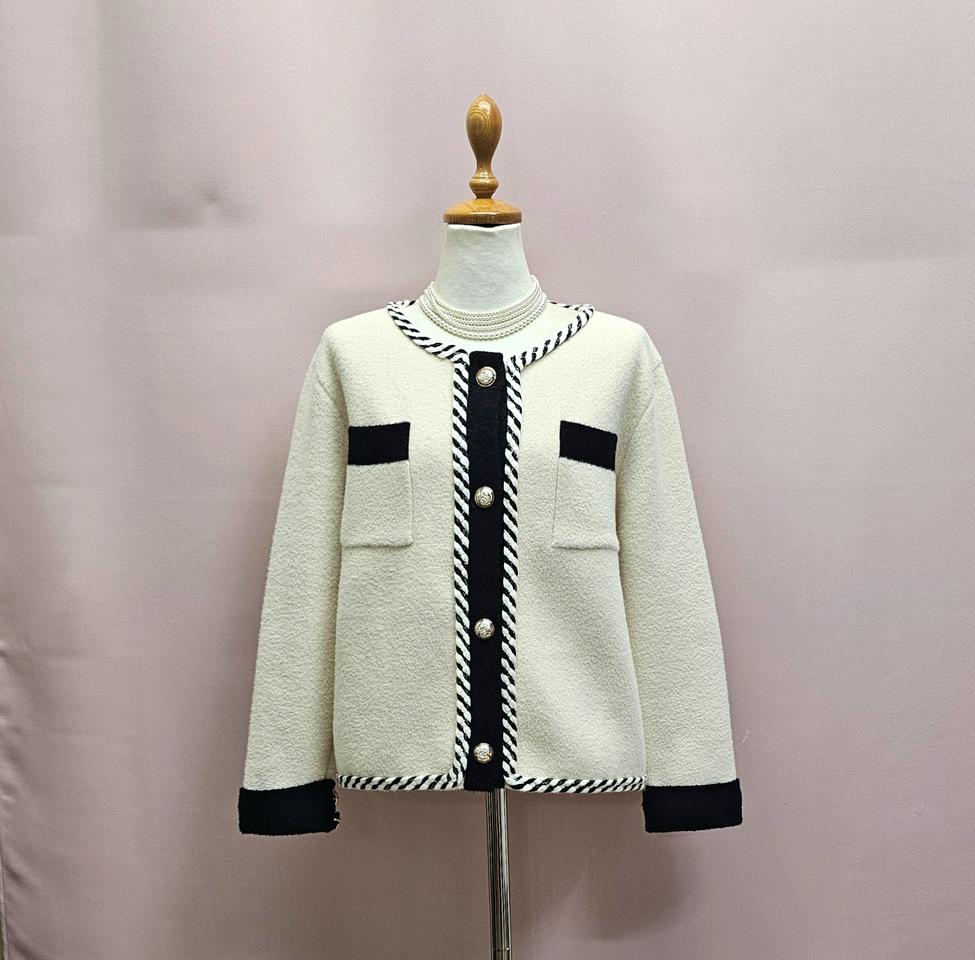 부루앤쥬디 트위드 퍼 가디건