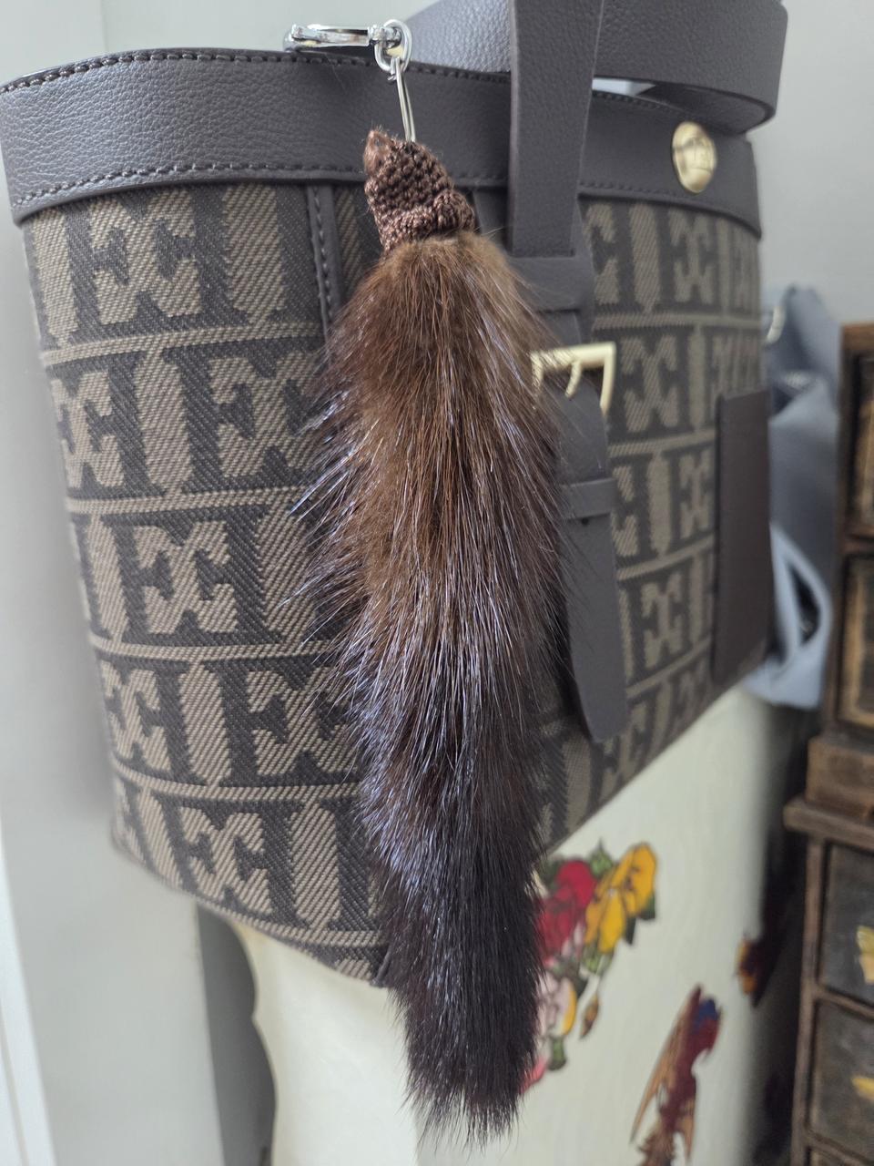 천연 밍크 꼬리 키링