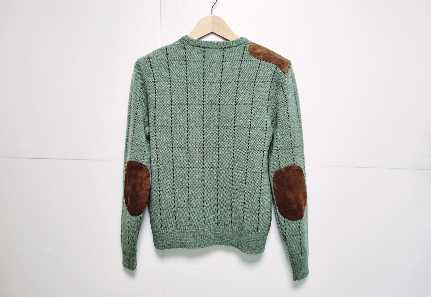 남성 레어 폴로 메리노 램스 울 WOOL 모 양모 레더 가죽 패치 니트