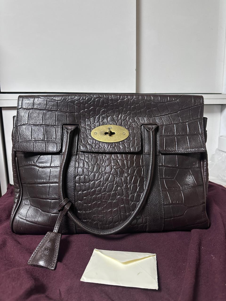 멀버리 베이스워터 악어프린트 토트백