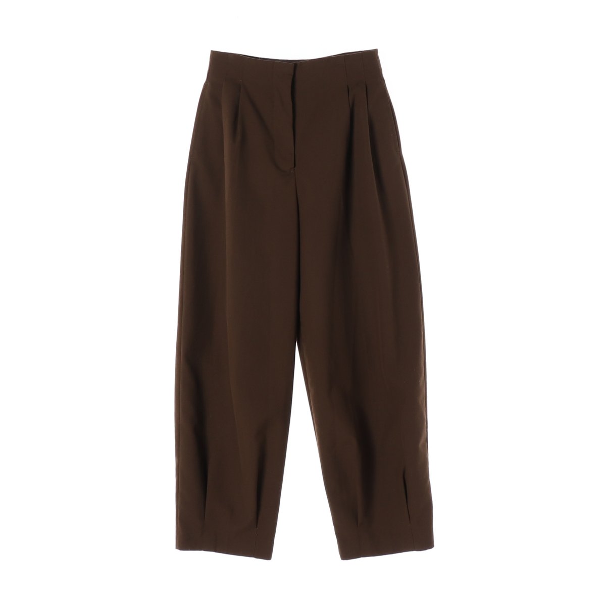 자라 투턱 와이드 커브드 슬랙스 팬츠 바지 브라운 S