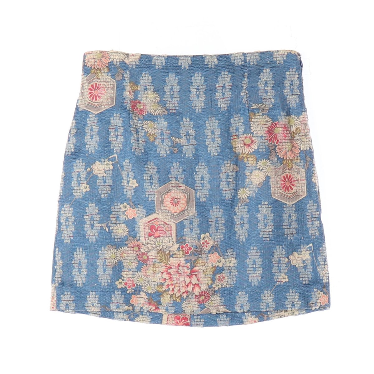 자라 플로럴 자수 패턴 미니 스커트 치마 블루 S