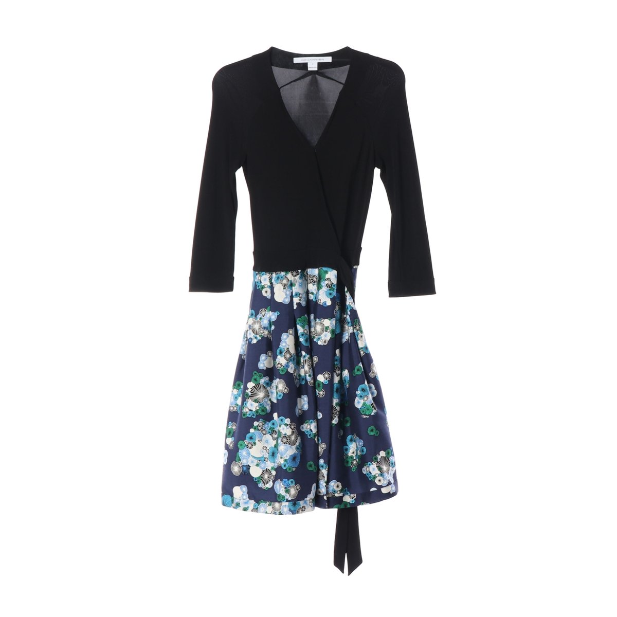 다이앤 본 퍼스텐버그 울 실크 플로럴 배색 랩 원피스