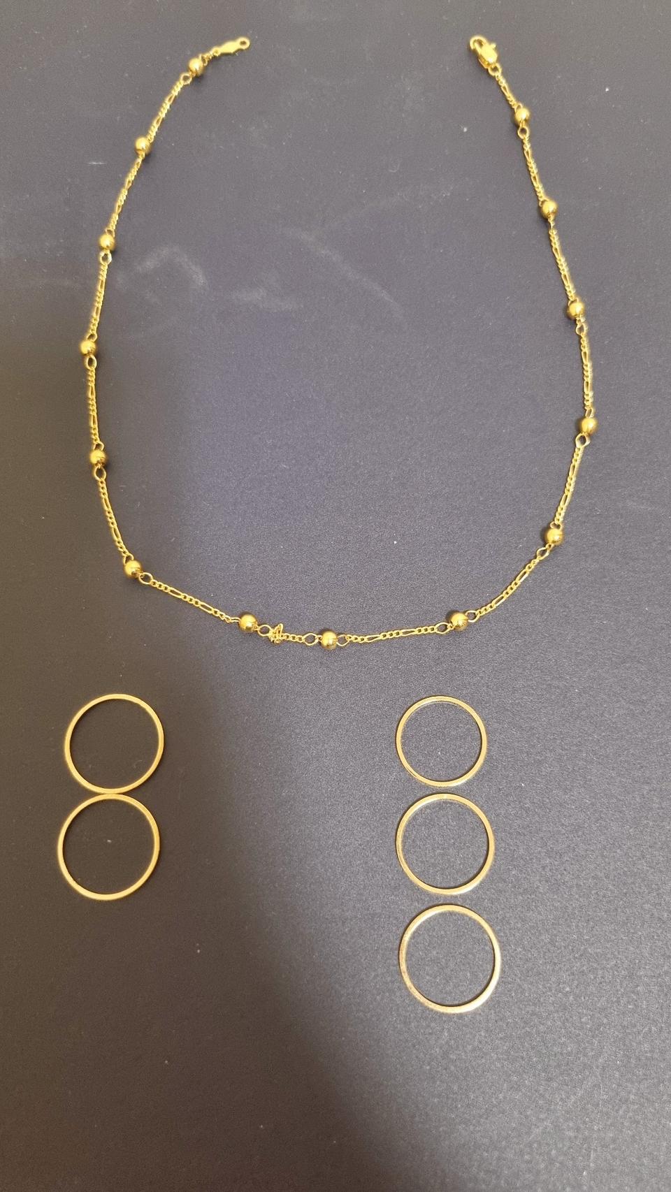 총6개일괄]NADRI 18kGF 볼 체인목걸이1개+패션반지5개(악세서리)