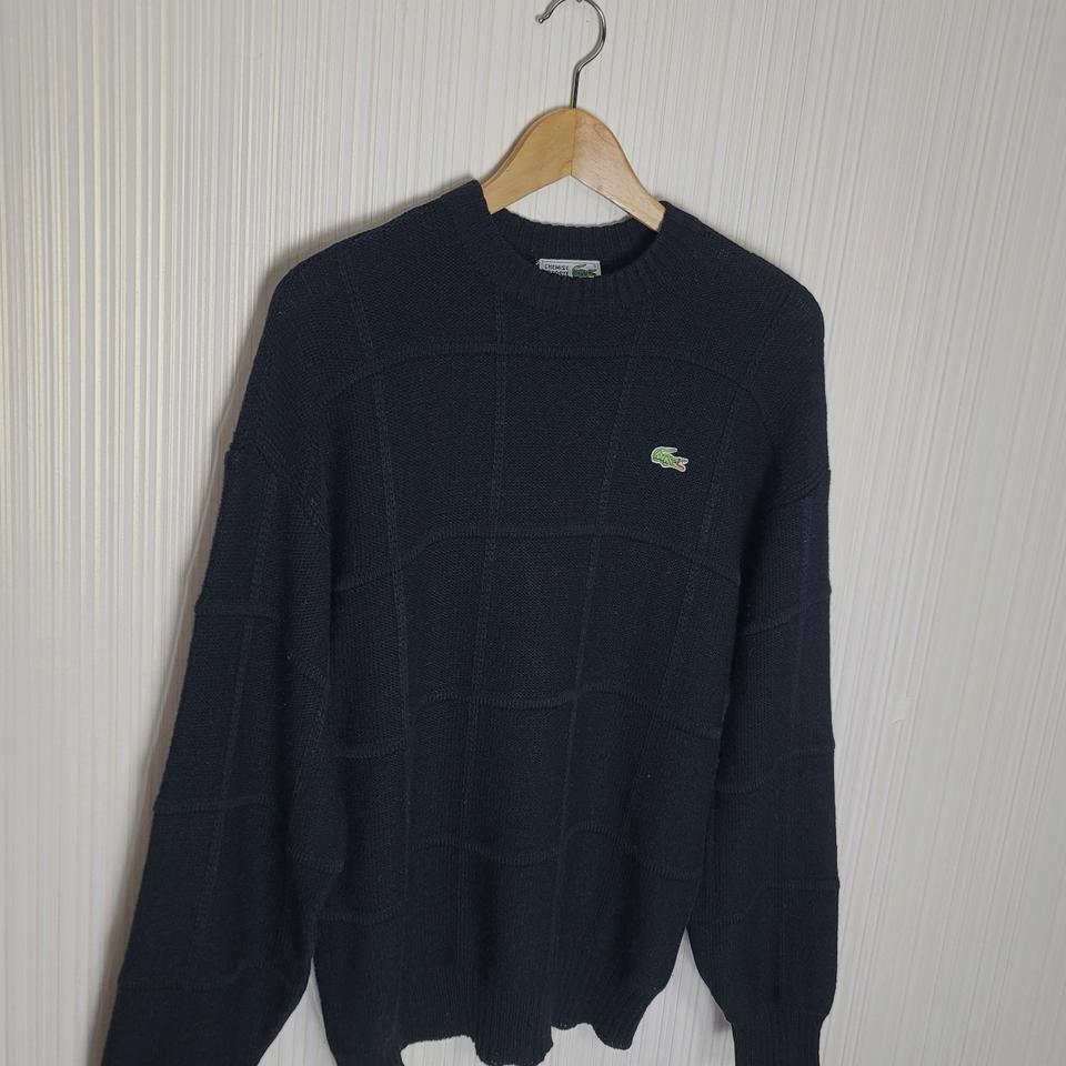 95_라코스테 울 니트 윈도우패턴 짜임 블랙