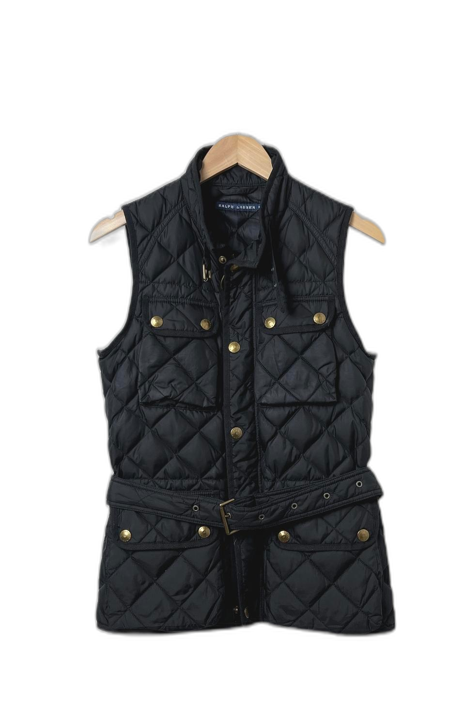 폴로 여성 다운 퀼팅 벨티드 조끼