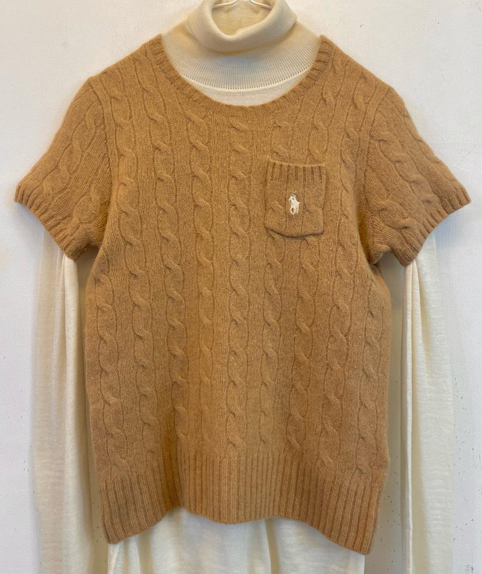 정품 폴로랄프로렌 울캐시미어 니트:) 폴로반팔니트 베이지S