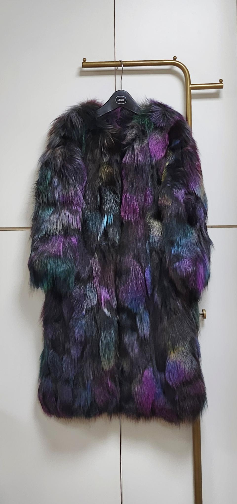 멀티컬러 폭스 퍼 코트F