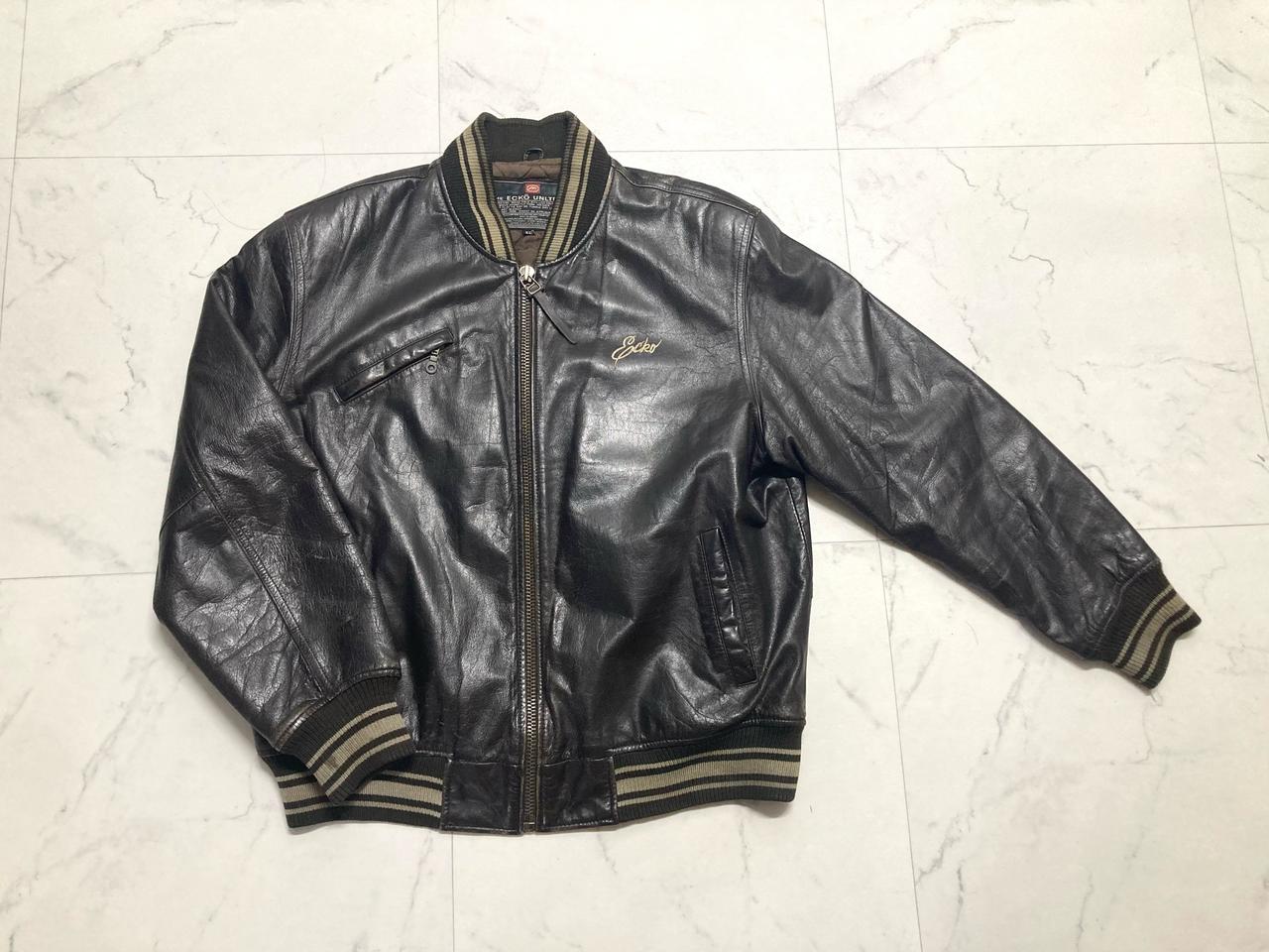 90s 에코 언리미티드 소가죽 레더 봄버 자켓 105-110
