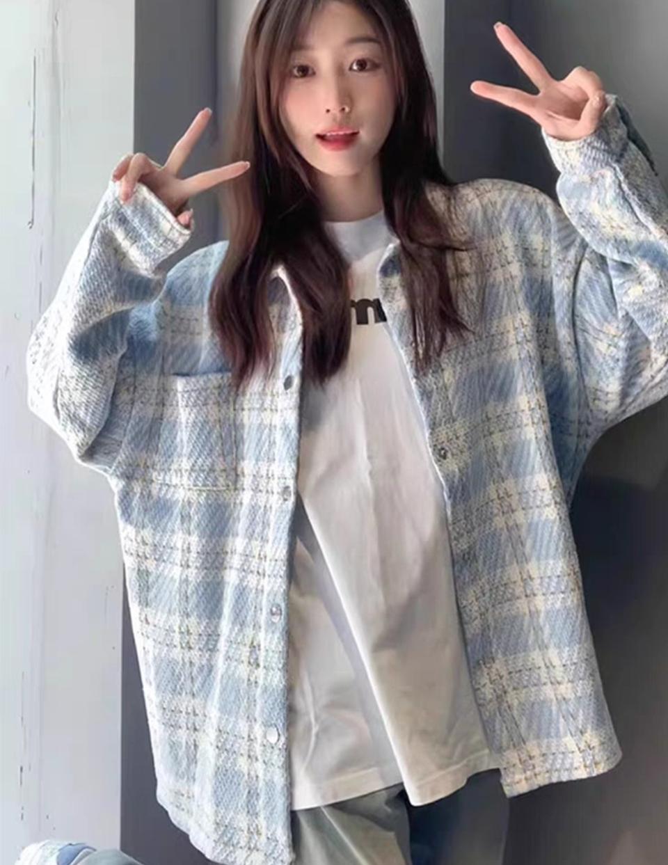 모직 체크 남방 66-77