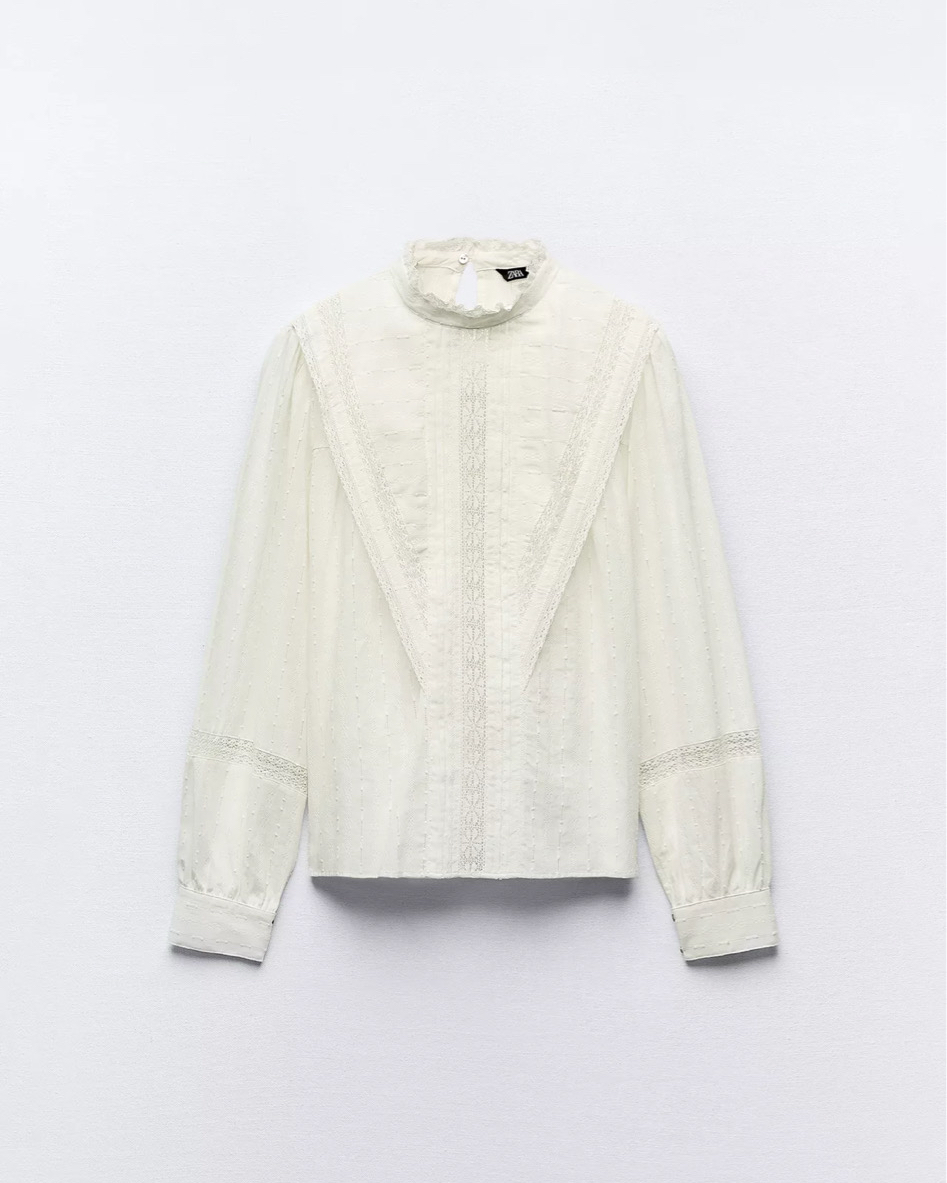 (새상품)자라 레이스 블라우스