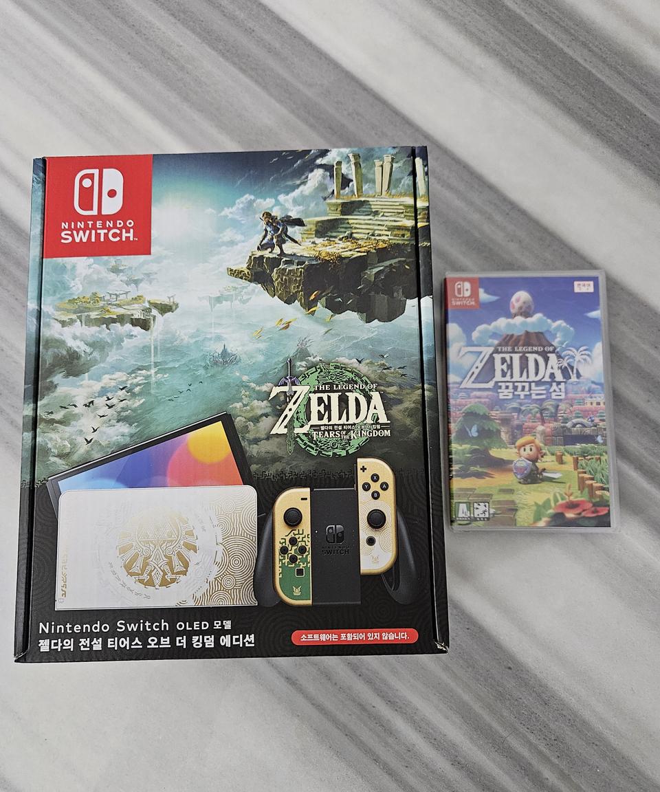 닌텐도 스위치 OLED 젤다 미개봉 + 젤다의 전설 꿈꾸는 섬 미개봉 팝