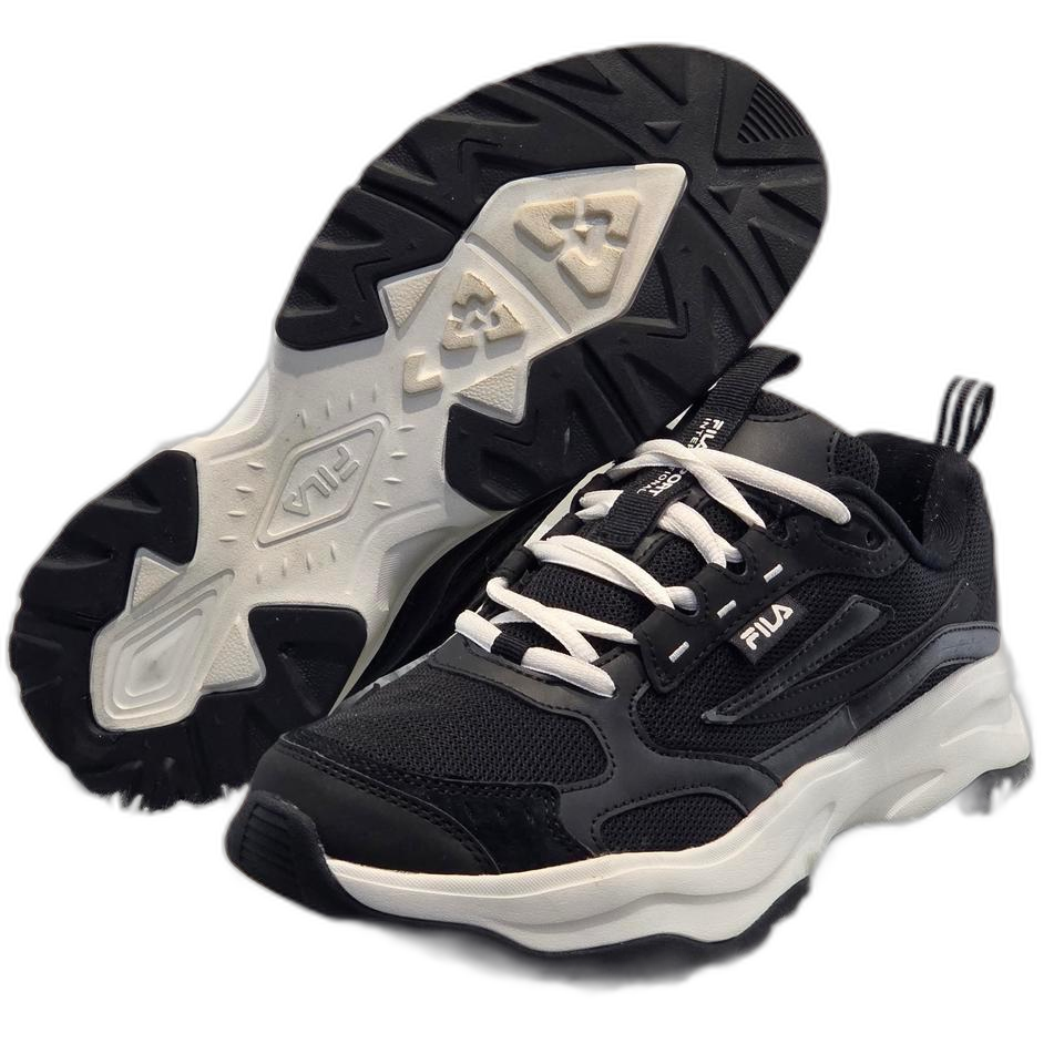 6q-27:휠라 레이 트레이서 블랙 화이트 (25cm)