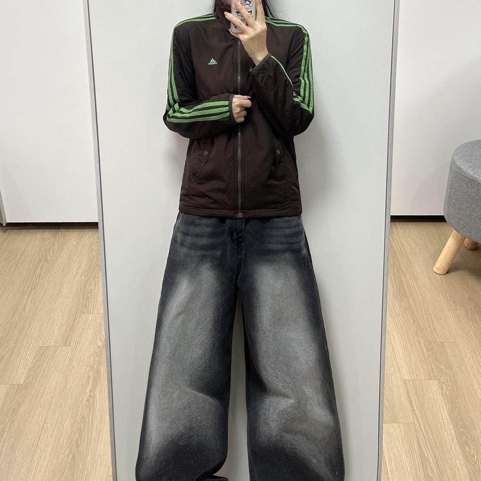 아디다스 리버시블 초코브라운 그린 양면 경량패딩