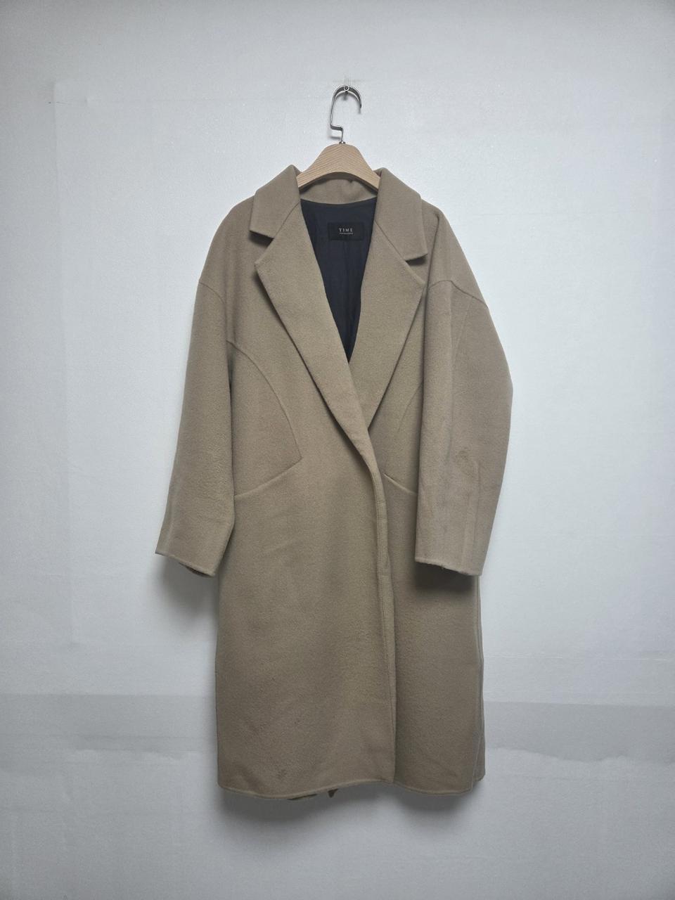  타임 포스트모던 양모 오픈형 핸드메이드 코트 베이지(S) 