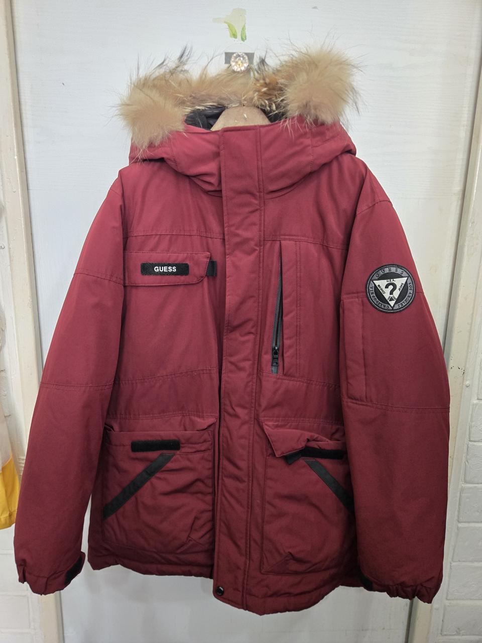 (105,XL) GUESS 게스 오리털 패딩 ! 모자털 너구리털@