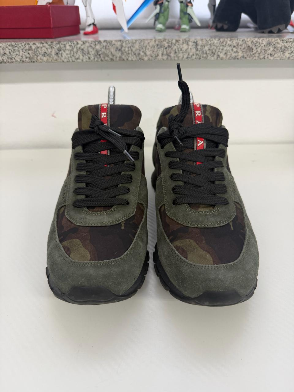 정품) 프라다 남성 카모플라쥬 나일론 스웨이드 스니커즈 8