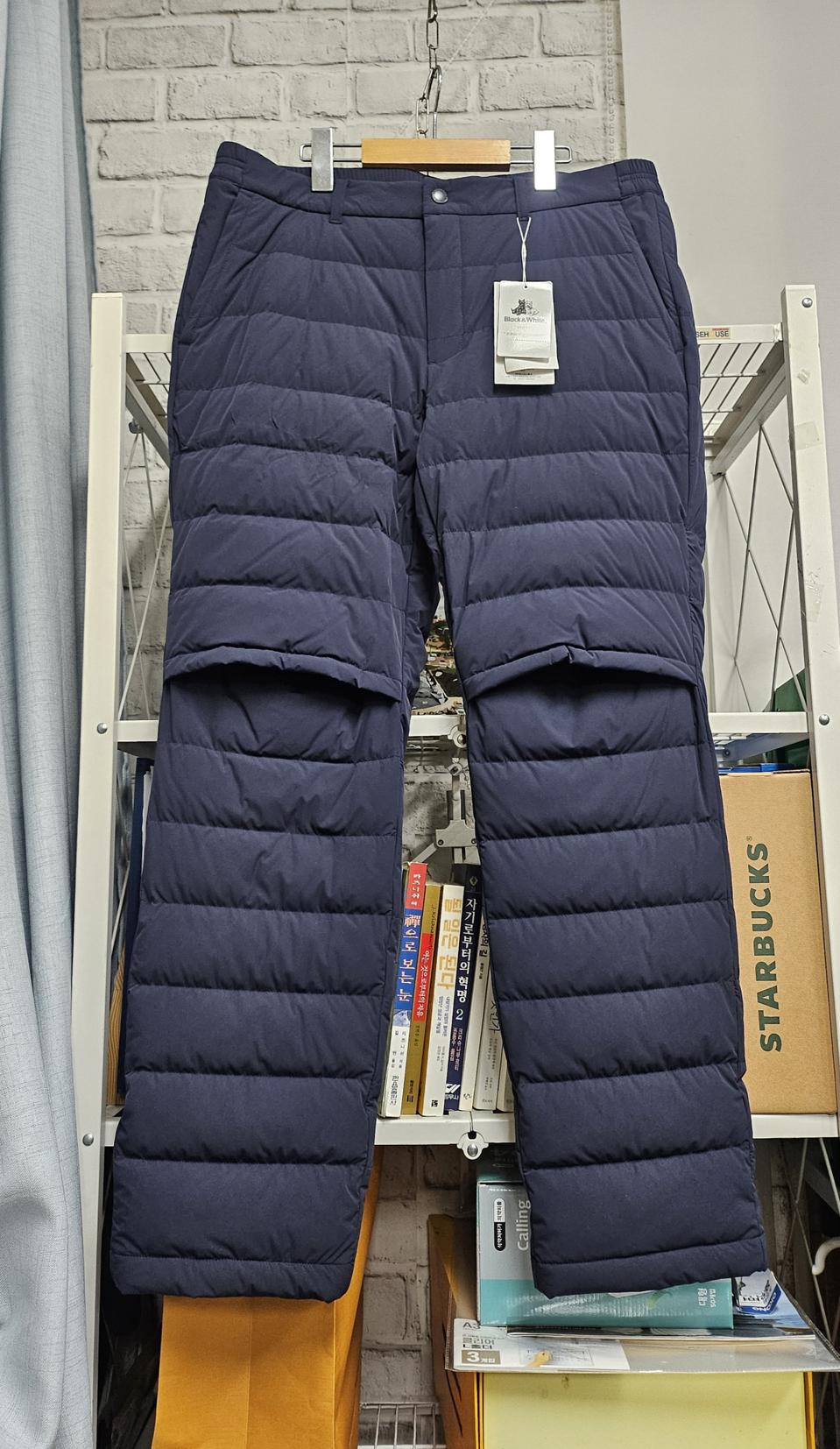 블랙앤화이트 남성 골프패딩바지 37인치 무릎절개 구스겨울골프바지 MM12