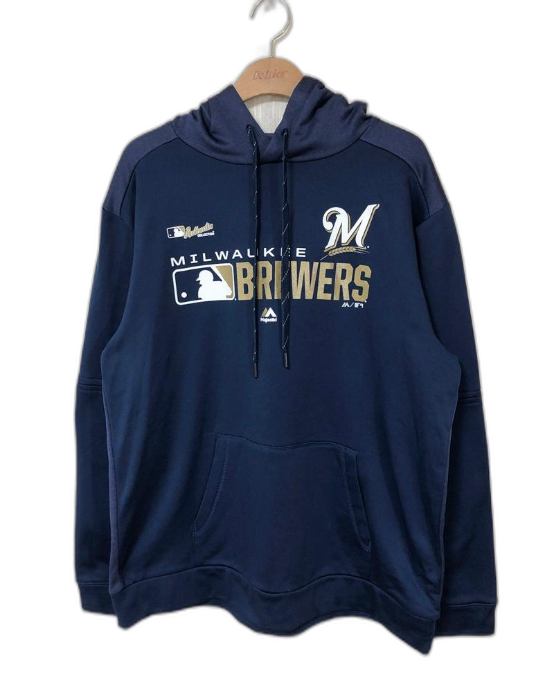 MLB 마제스틱 밀워키브루워스 어센틱 후드티셔츠 L