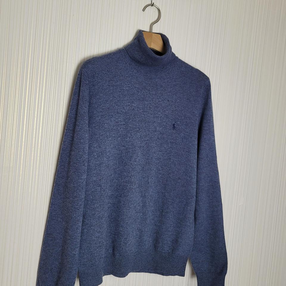 여성L 폴로 메리노울 터틀넥 니트 네이비멜란지