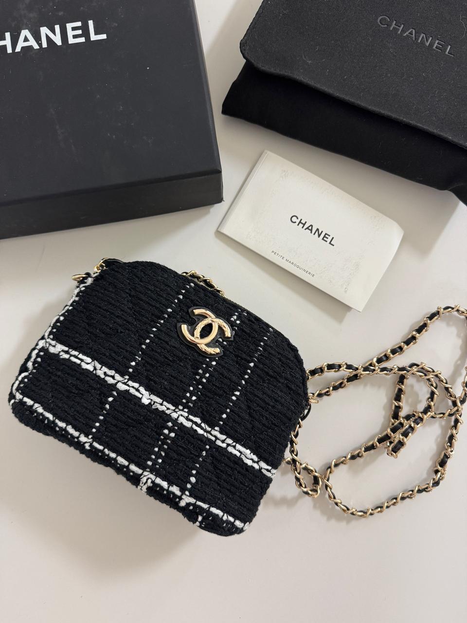 새상품 샤넬 뷰티 트위드 미니백 크로스백