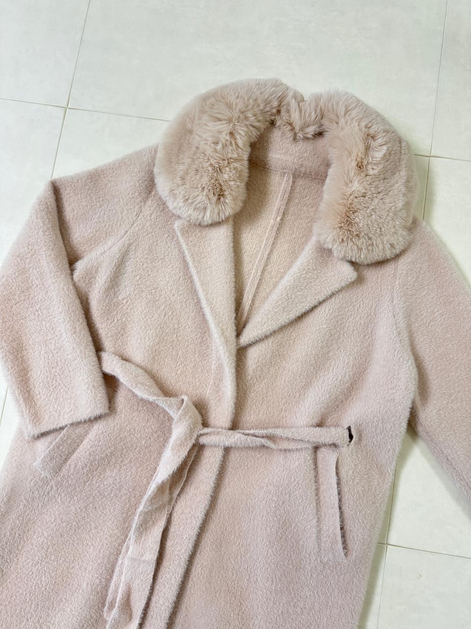 스킨톤 살색 연분홍 여성 퍼자켓 퍼코트