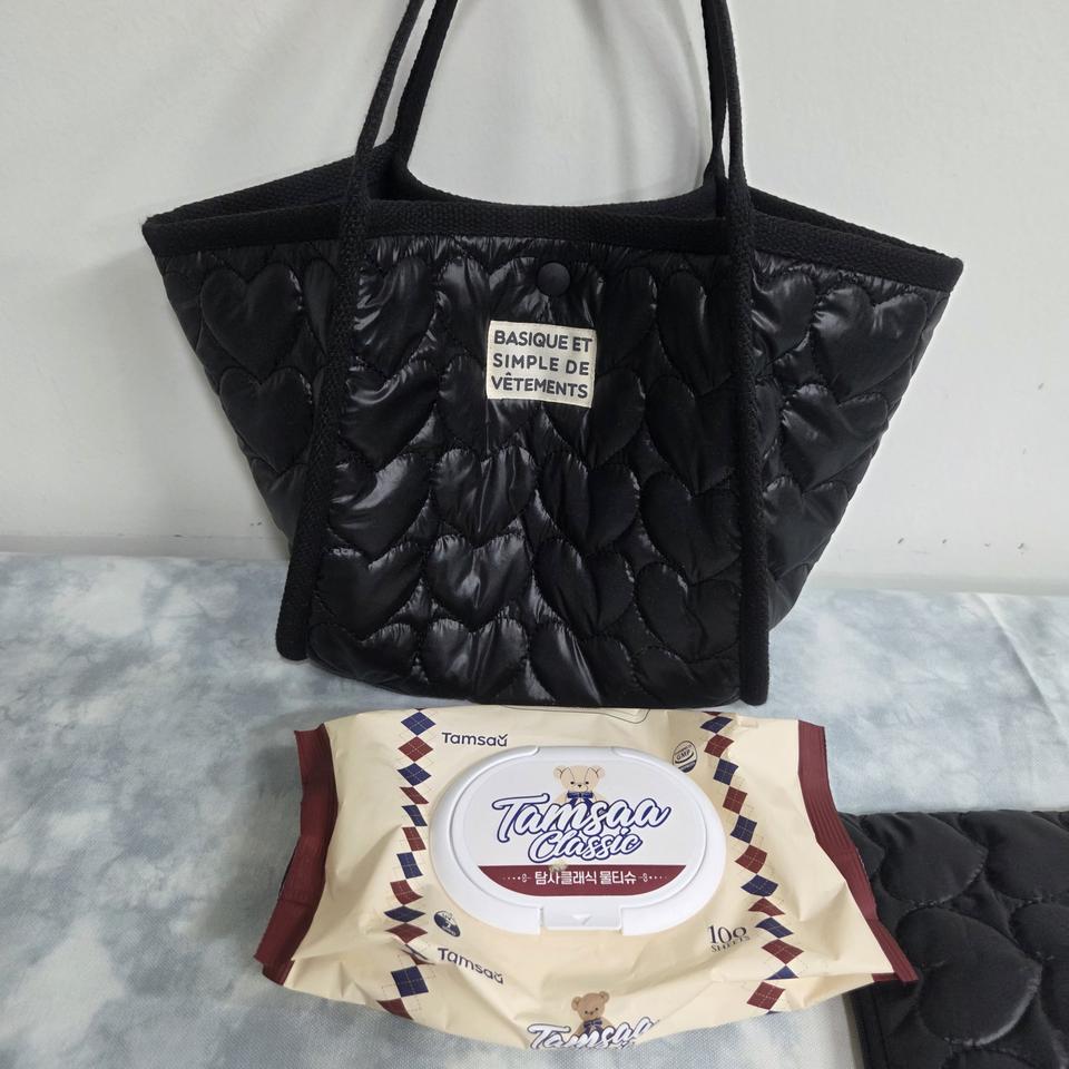 블랙하트누빔. 스몰사이즈 토트백