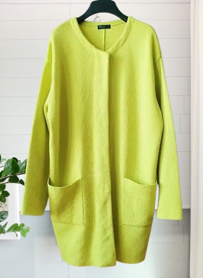 베네통 머스타드 롱가디건