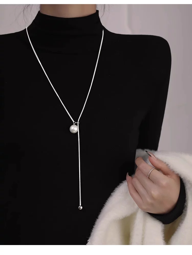 진주 롱 드롭 Y자 목걸이