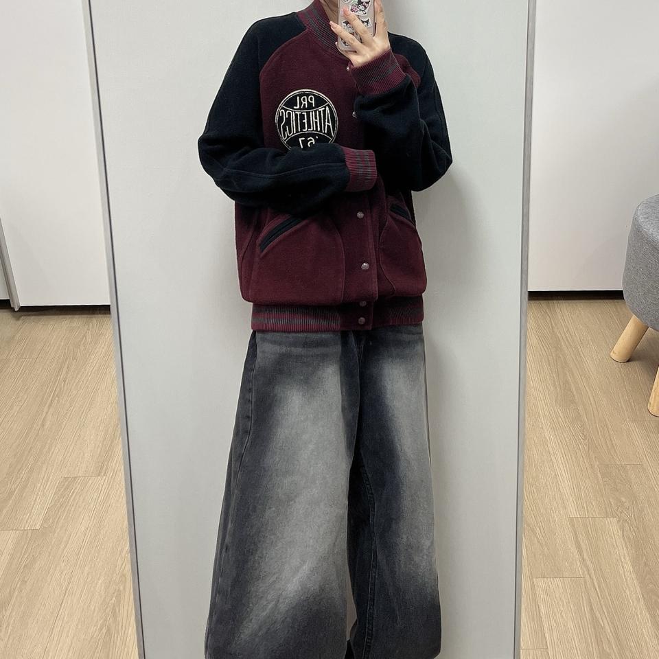 폴로 랄프로렌 자수패치 버건디 바시티 자켓